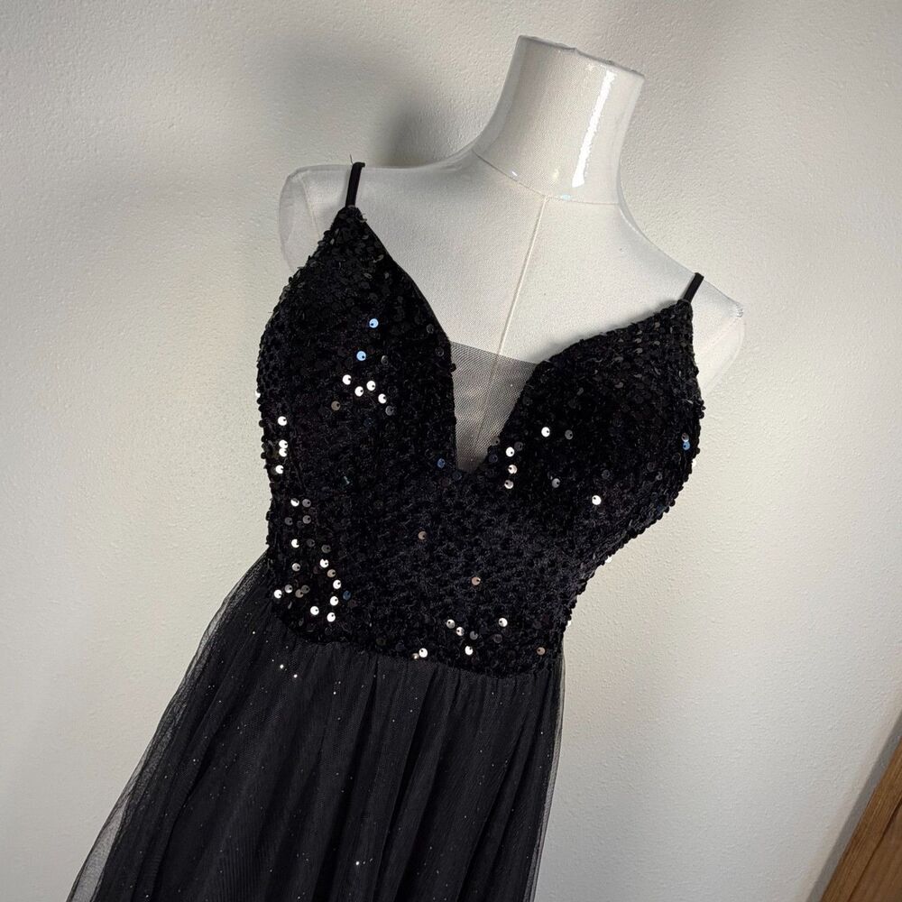 Giffniseti Maxi Dress Women Sequin Tulle Formal Evening Black M NWT